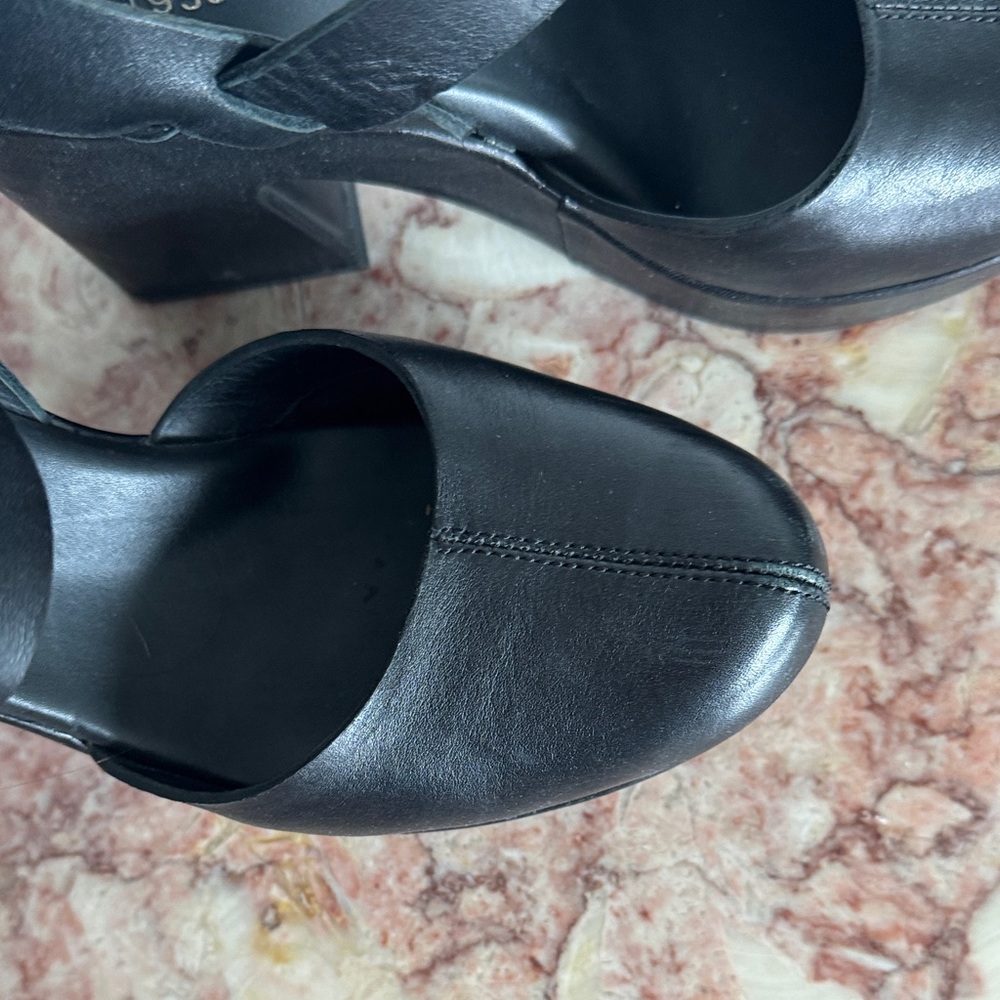 Kork-Ease Black Leather Platform Mary Jane Heels - Picture 3 of 9